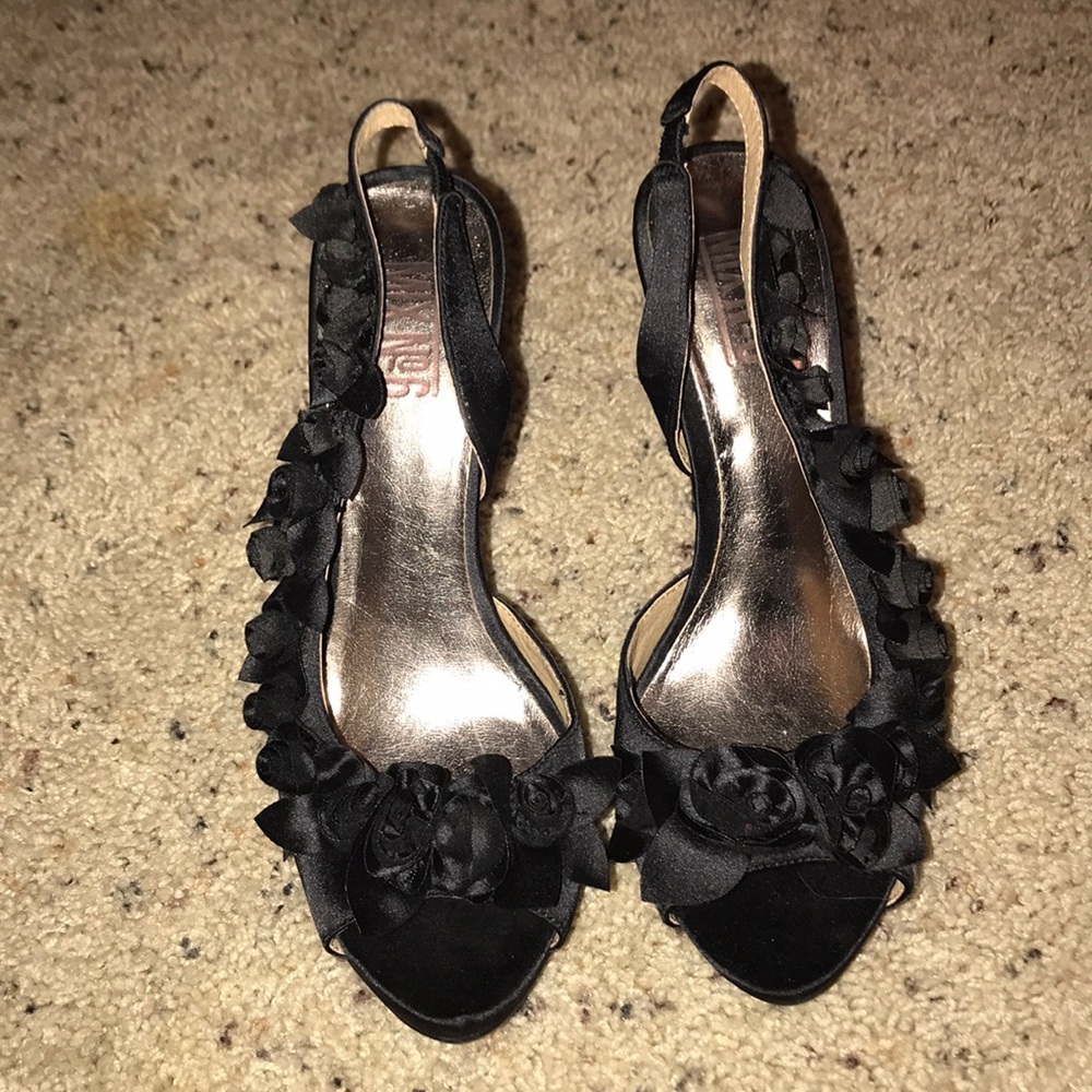 Black floral heels